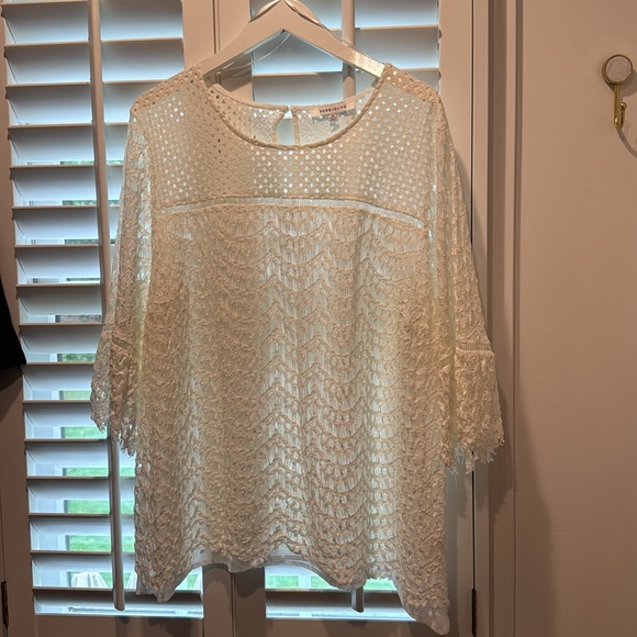 Rose and Olive size 3X white knit tunic blouse brand new bell sleeve super cute - Picture 5 of 6